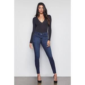 Good American Good Legs Mid Rise Skinny Jeans Dark Blue Wash‎ Stretch Denim 4/27